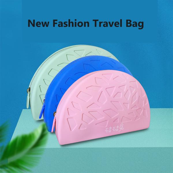 Fashion Solid Color Silicone Makeup Large Capacity Zipper Cosmetic Storage Bag Soft Silicone Wash Bag