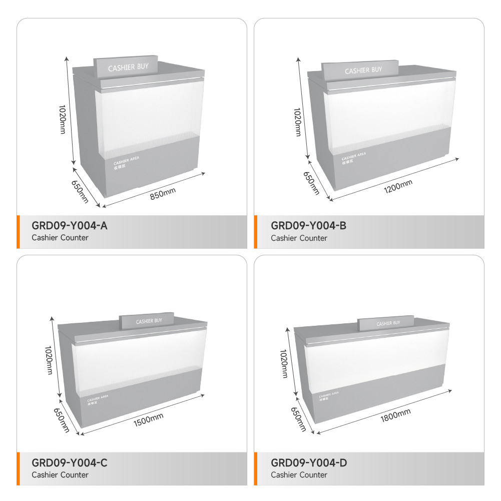 Shop Table Grey Wooden Cash Register Iron Structure Light Box For Shop Stand And Trendy Store Display