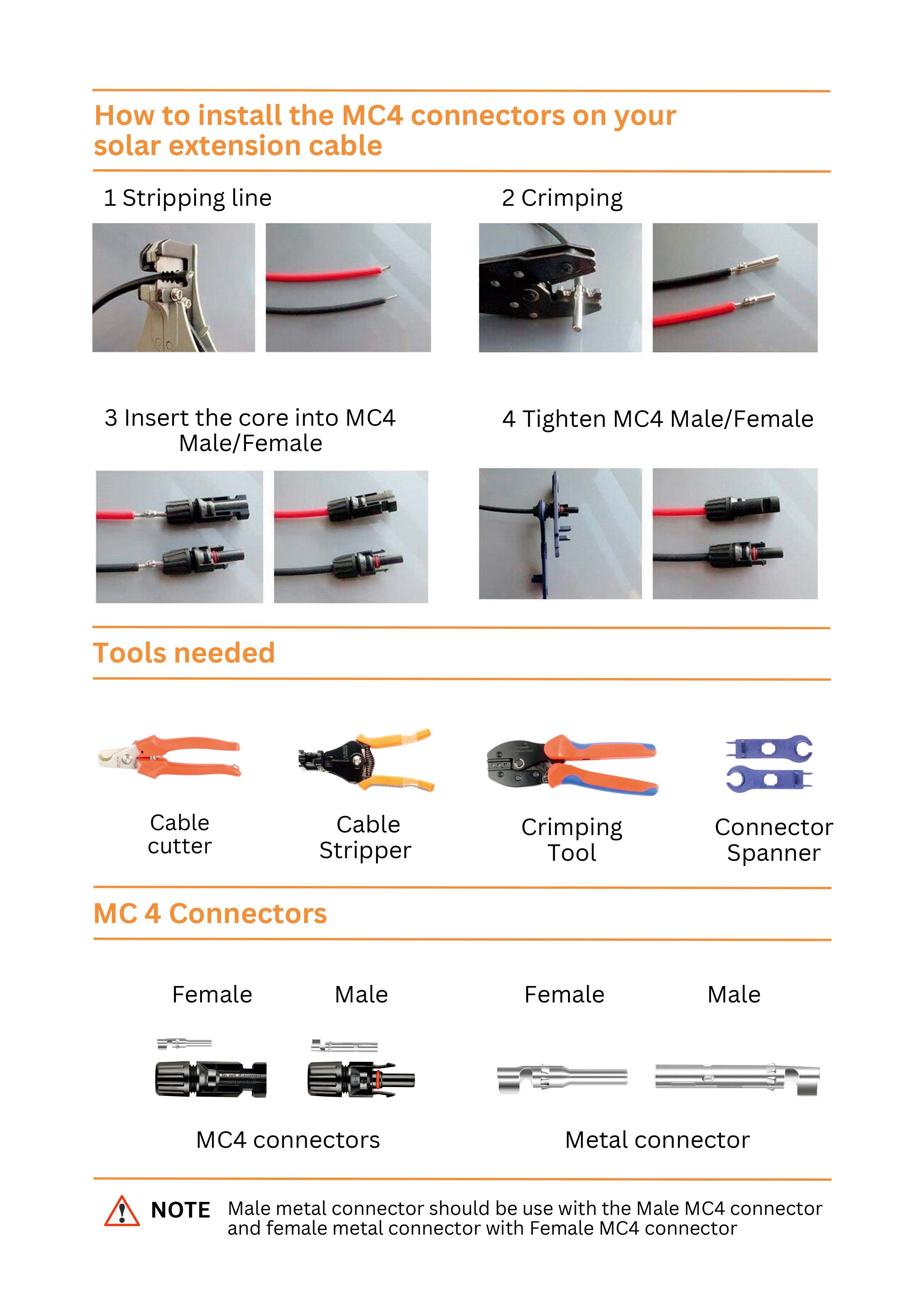 2M Solar Cable with PV004 Male and Female PV Branch Connectors 1X4mm2 Copper Conductor 50 Pairs/Carton