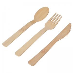 China Knives Fork Spoons Bamboo Flatware Wooden Compostable Silverware Disposable on sale