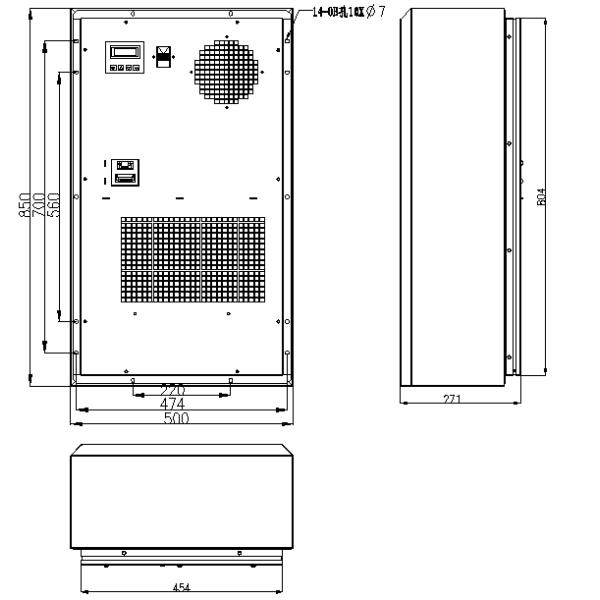 2500W Outdoor Cabinet Air Conditioner Rated Input Power 1012W AC220V 60Hz Compressor Cooling System
