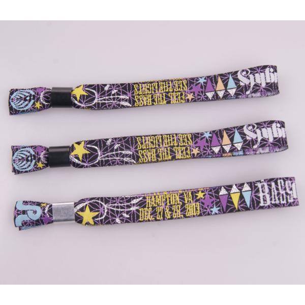 Silk - Screen LOGO Woven Fabric Bracelet Leather Wrist Bands For Men