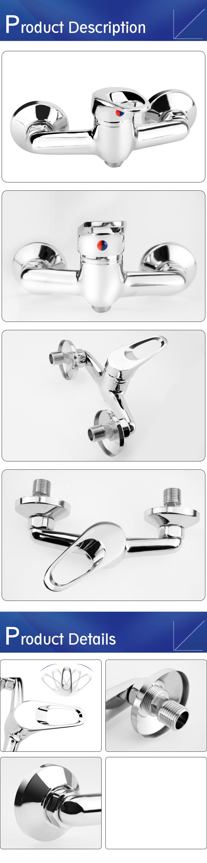Polished AISI304 Hose 500000 Cycles Wall Shower Mixer Taps