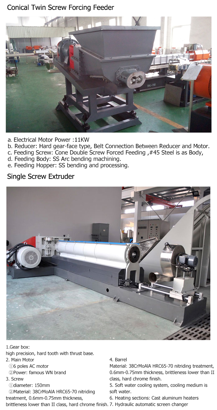 AC 160Kw PP PE Granulating Machine Plastic Recycling Line High Accuracy
