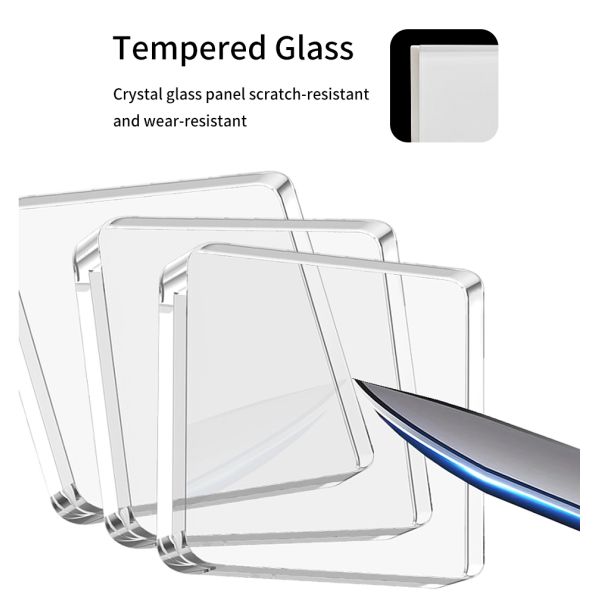 157*86mm European Standard Touch Light Switch with Tempered Glass Panel and Single Live Wire Control