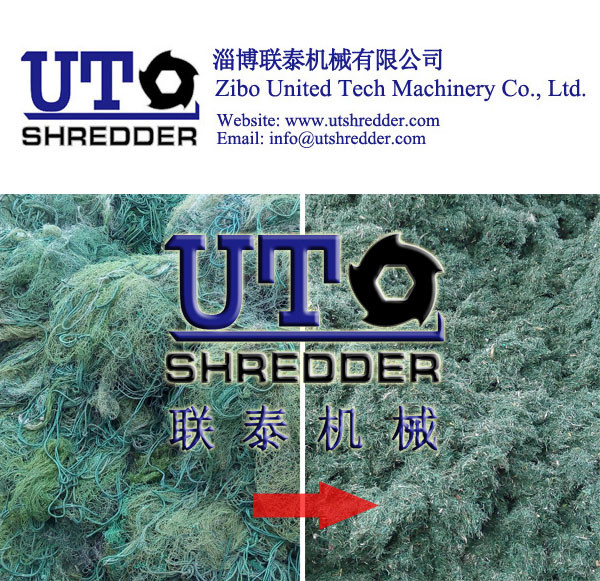 two engins shredder, plastic fishing net crusher, plastic recycling machine