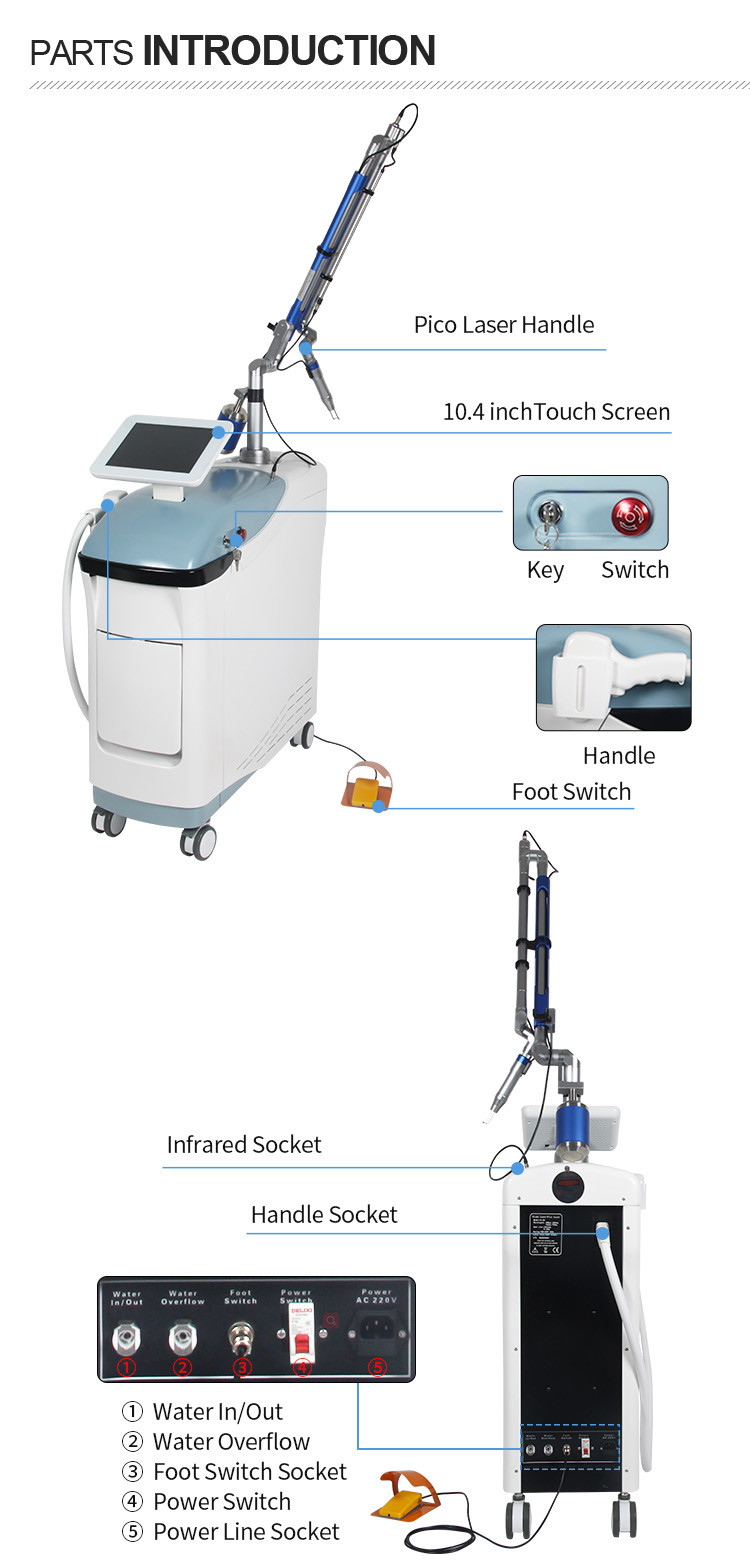 1064nm 532nm 1320nm 755nm 85KG Picosecond Laser Machine Portable Nd Yag Laser Two Lamps Two Rods