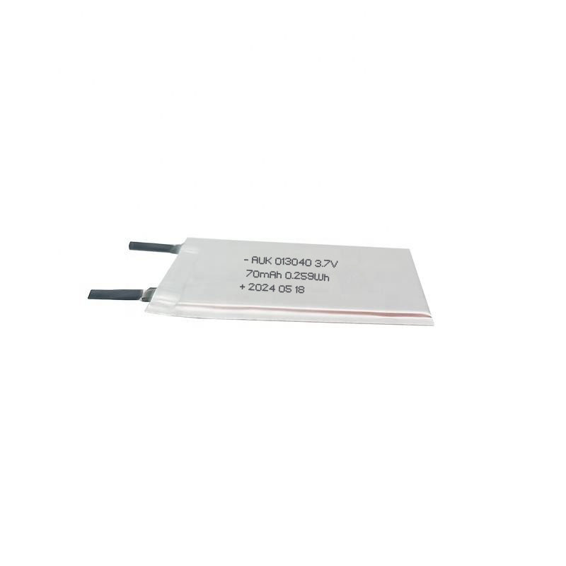 Rechargeable Battery Wholesale Ultra Thin Lipo Battery AUK 013040 70mAh 3.7V Super Thin Battery For Consumer Electronics Werable Device 1mm Battery