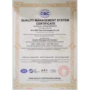 Xi'an BBT Clay Technologies Co., Ltd. Certifications