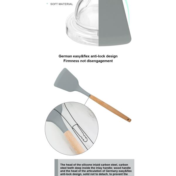 Hygiene Colorful 8 Piece Silicone Stainless Steel Kitchen Utensils For Cooking