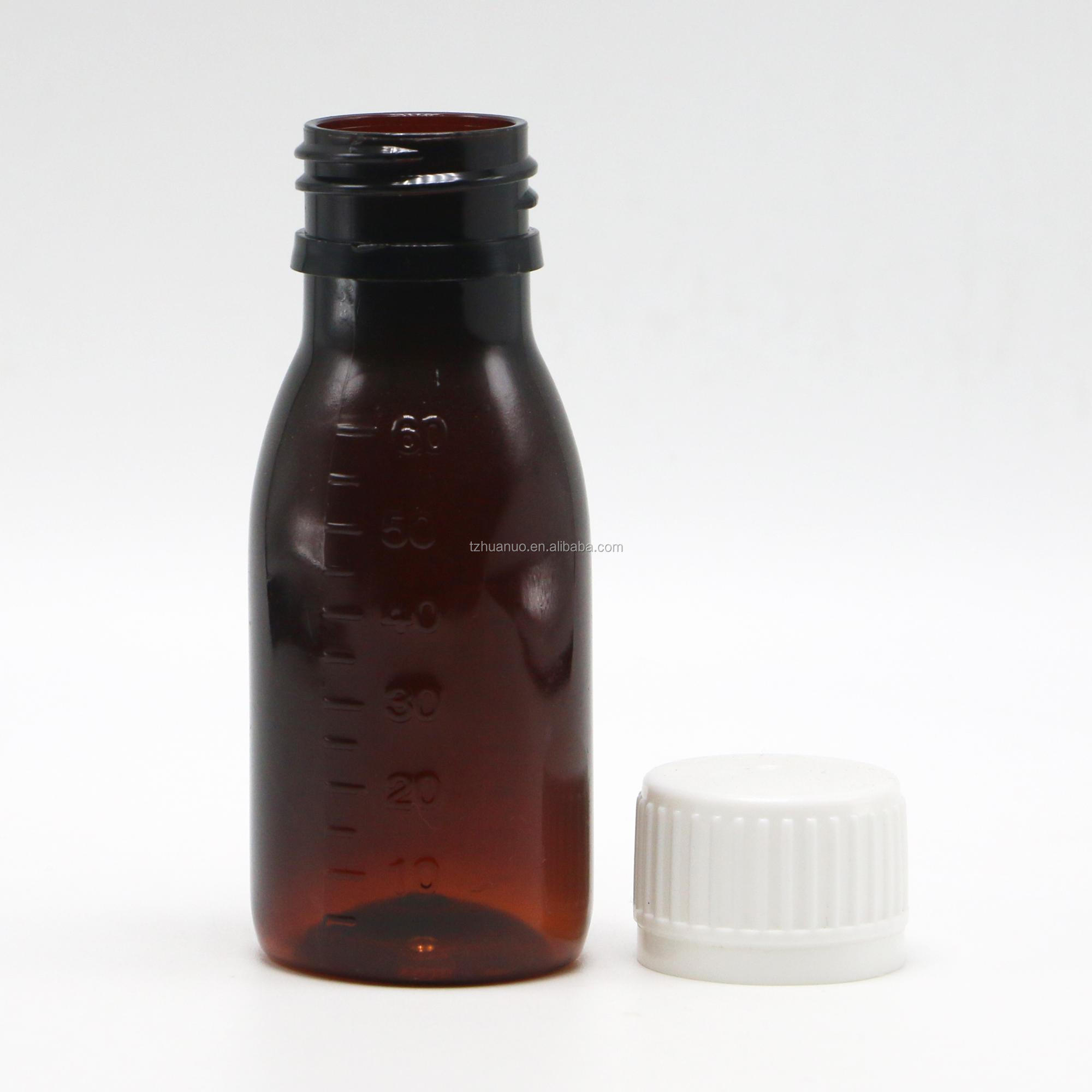 Tamper Proof Cap PET 2OZ 60ml Cough Syrup Bottle for Oil Lubricating Storage Container