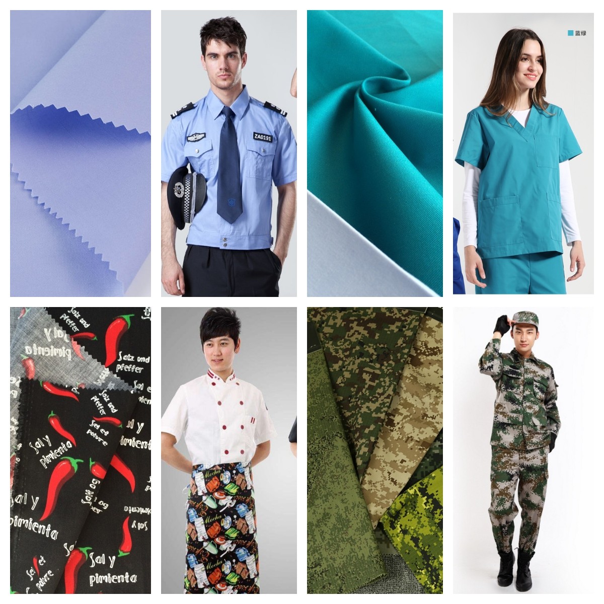 Cotton Uniform Blue Twill Fabric 58/60 With Good Lightfastness