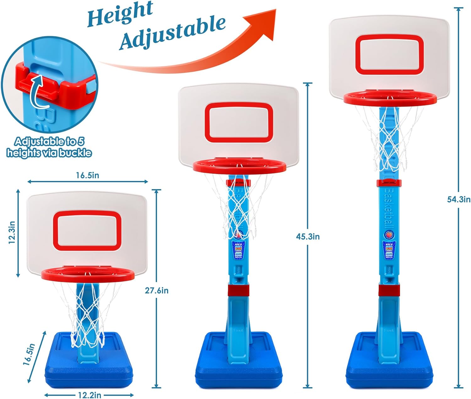 Portable Kids Basketball Hoop for Indoor and Outdoor Play Plastic Age Range 2-4 Years