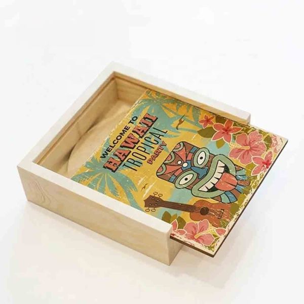 Blank Sublimation Wooden Storage Boxes With Sliding Lid Custom Wood Box
