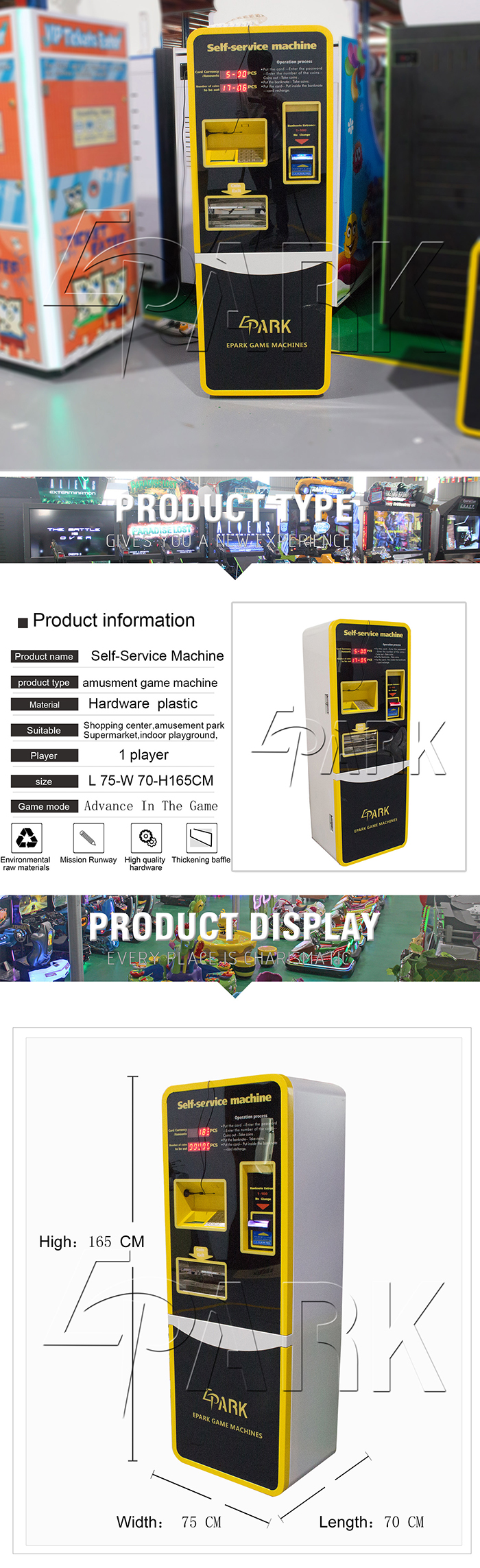 Game Center Card System Self Service Machine Fits All Types Of The Ticket