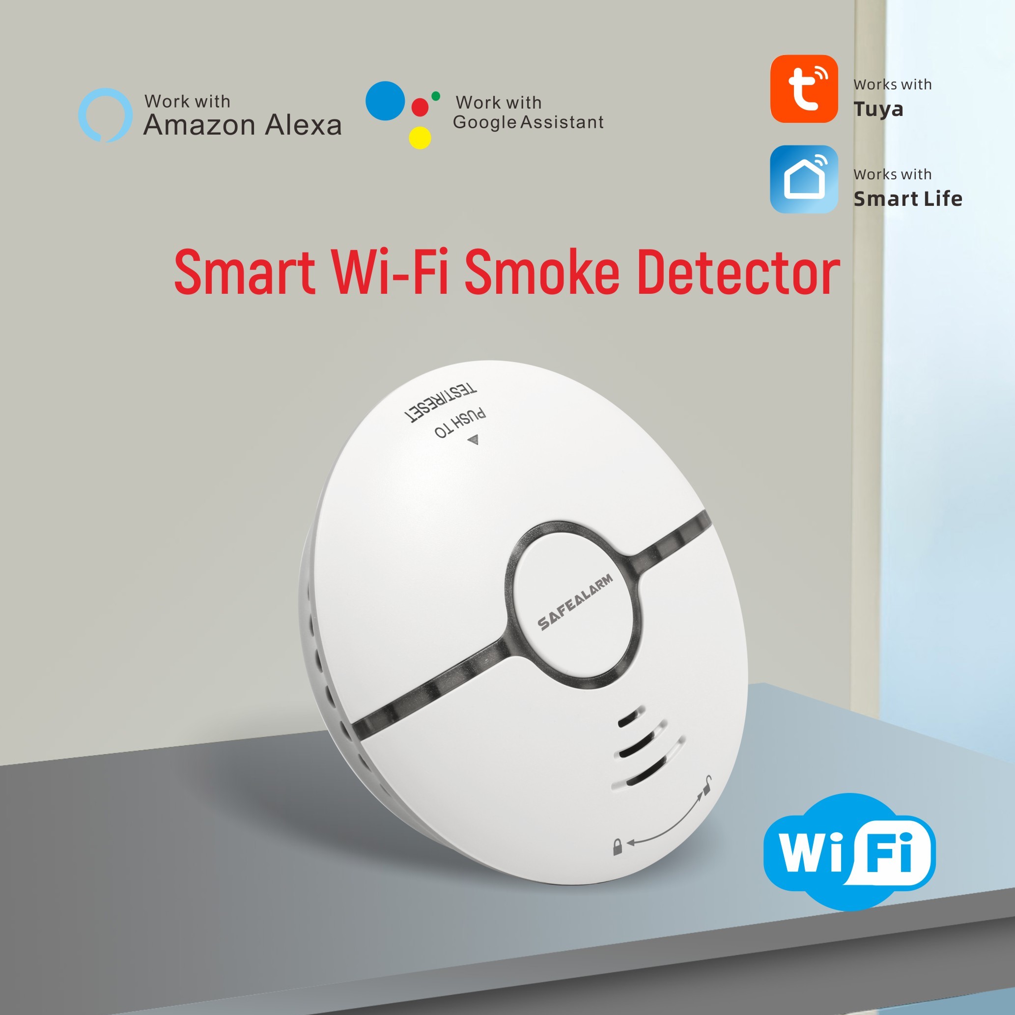 Tuya App Control Photoelectric Optical WIFI Smart Smoke Detector For Home Security