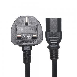 Quality BS1363 UK 3 Pin Power Cable , 250v 13a Fused Plug IEC C13 Power Cord wholesale