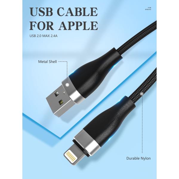 IPhone 11 Charging 6 Foot Data USB Cable 5V 2.4A Output CE Listed