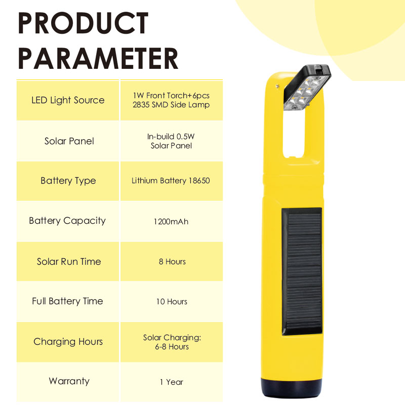 Portable Solar Powered Radio Flashlight Source 1W Front Torch 6pcs 2835 SMD Side Lamp
