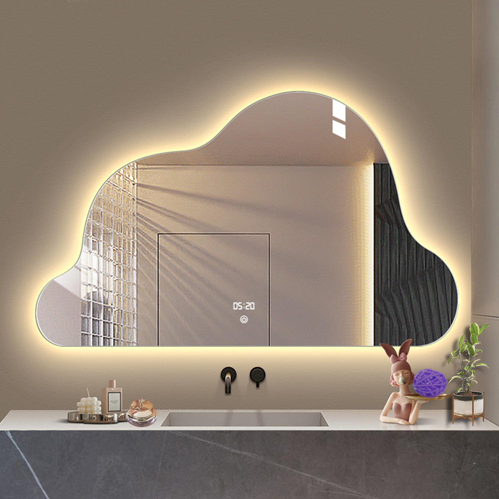 Customized Size Glass Decoration for Modern Bath Light in Salon Smart Bathroom Mirror