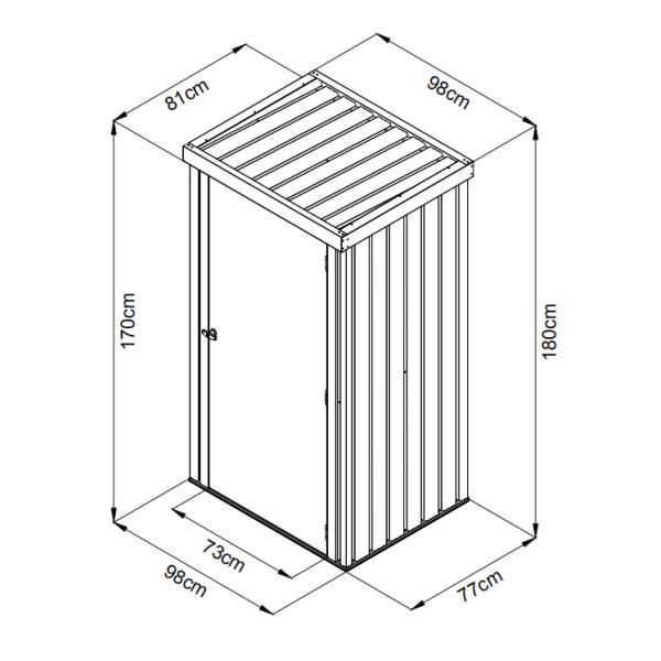 Upright Metal Compact Storage Shed 29kgs 33kgs HDG Galvanized color sheet