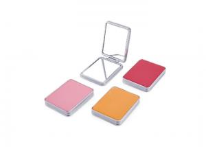 China Foldable PU Cosmetic Pocket Mirror 11mm PU Rectangle Small Hand Mirror on sale