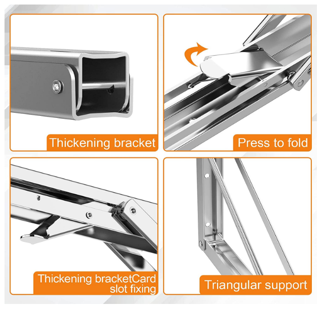 DIY Work Bench Shelf Bracket Heavy Duty Stainless Steel Collapsible 1.5mm Thickness