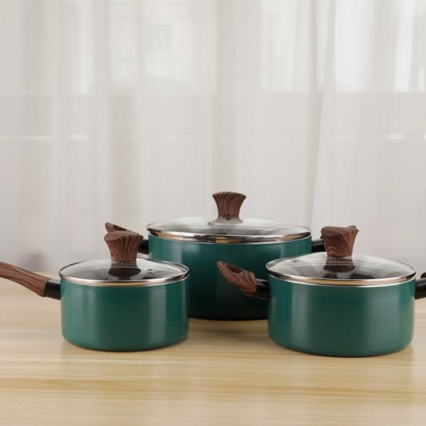 Aluminum Non Stick 3pcs Cookware Set Soup Cooking Pot Single Handle Milk Pot