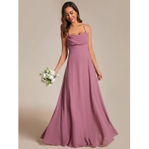 Buy cheap Boat Neck Empire A-line Ruffled Adjustable Spaghetti Strap Zipper Purple Orchid from wholesalers