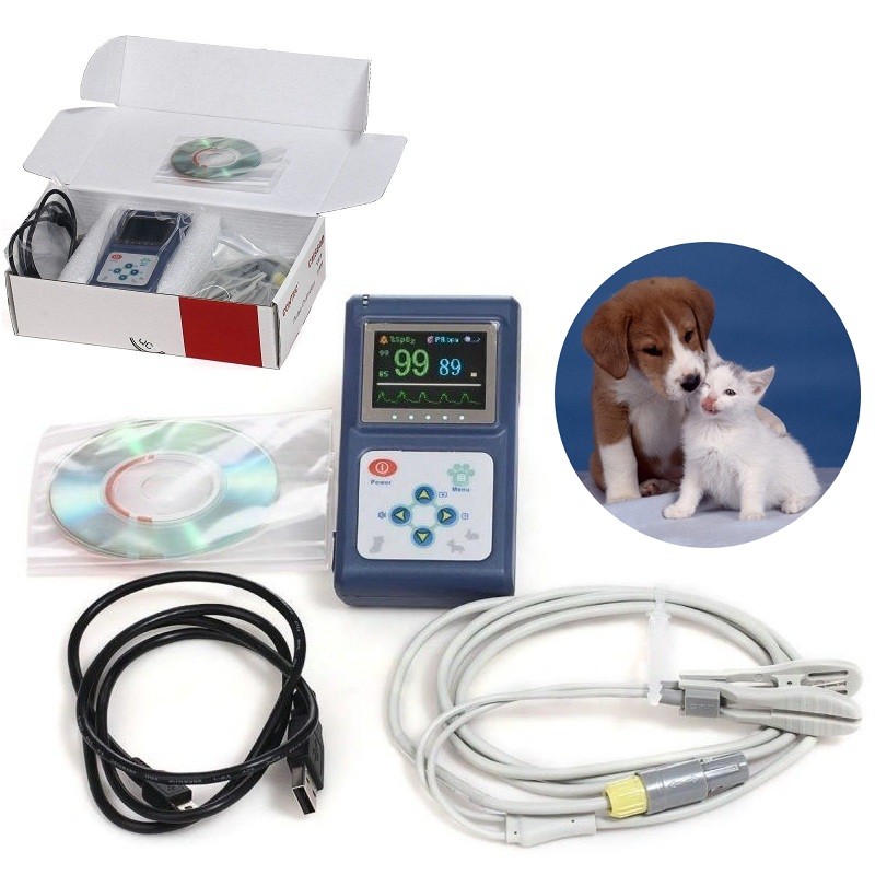 New Hand-held Veterinary Pulse Oximeter for Amimals Pets Vet Use with USB Software SpO2 Monitor blood oxygen AH-60D VET