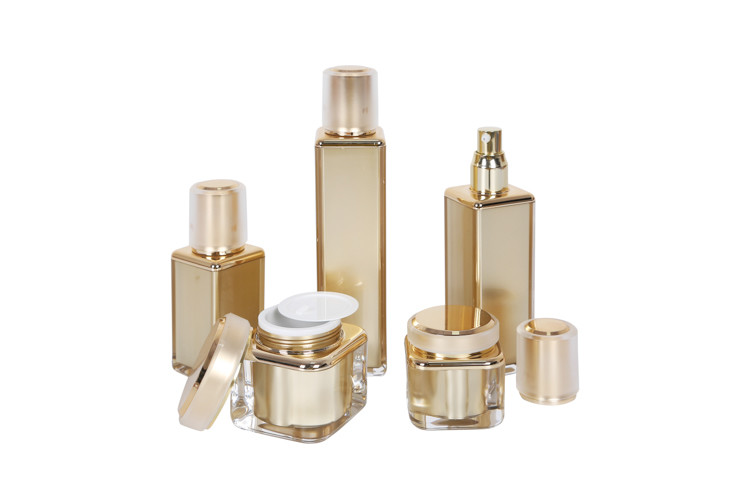 Family Set Square Gold Cosmetic Packaging Bottles 30/60/120ml For Skincare