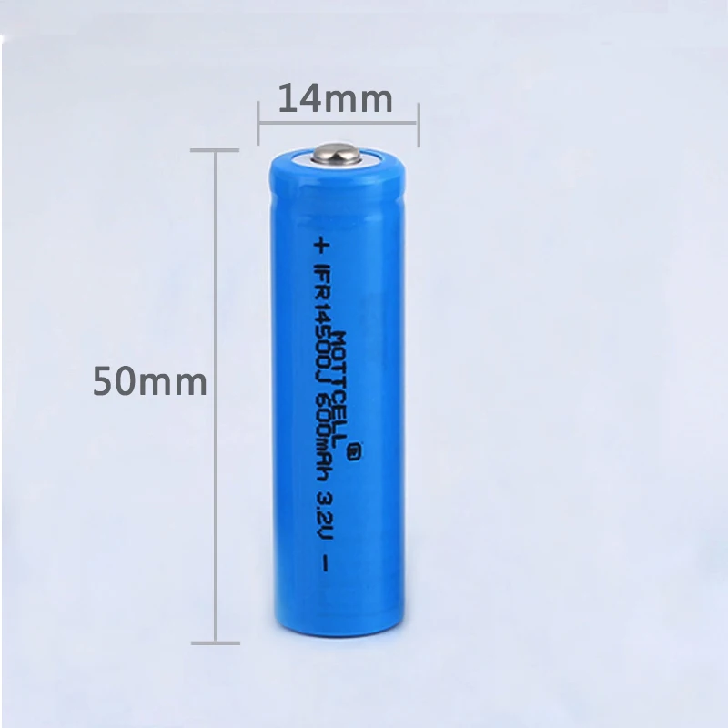 14500 3.2V Rechargeable Cylinder Lithium Battery AA Size 600mAh 500mAh