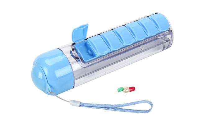 28 compartment column shape plastic pill storage box with pill crush box, Conventional eco-friendly 4 grids plastic trav