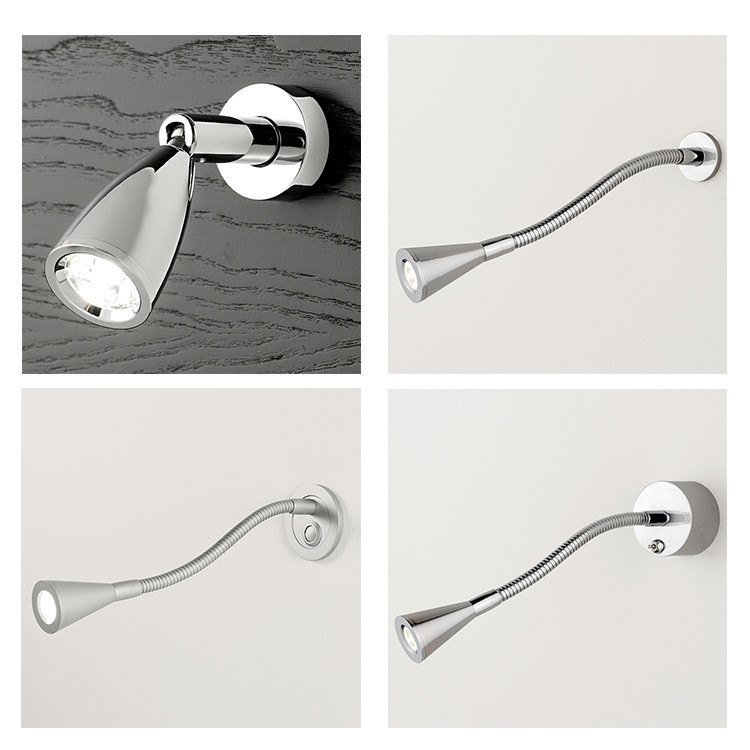 IP40 wall mounted hotel bedside reading light 3W Indoor LED gooseneck wall lamp for villa decoration