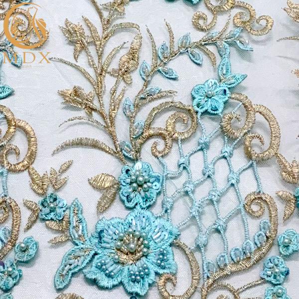 140Cm Bridal Applique Lace Fabric Dress Styles Embroidery Beaded For Wedding