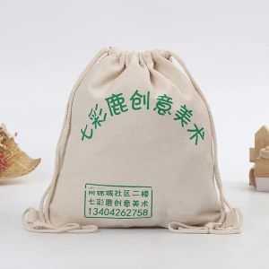 China Beautiful Drawstring Canvas Duffle Bag , Recycled Small Cloth Drawstring Bags on sale