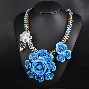 Hot Sale Fashion new multi color flower necklaces pendant chunky statement necklace