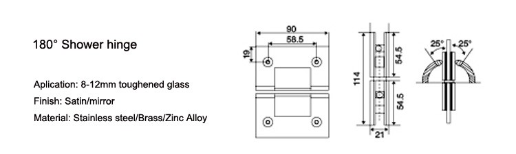 Fixed 8-10mm Glass 360 Degree Glass to Glass Shower Bathroom Cabins Glass Door Hinges Modern Design Style