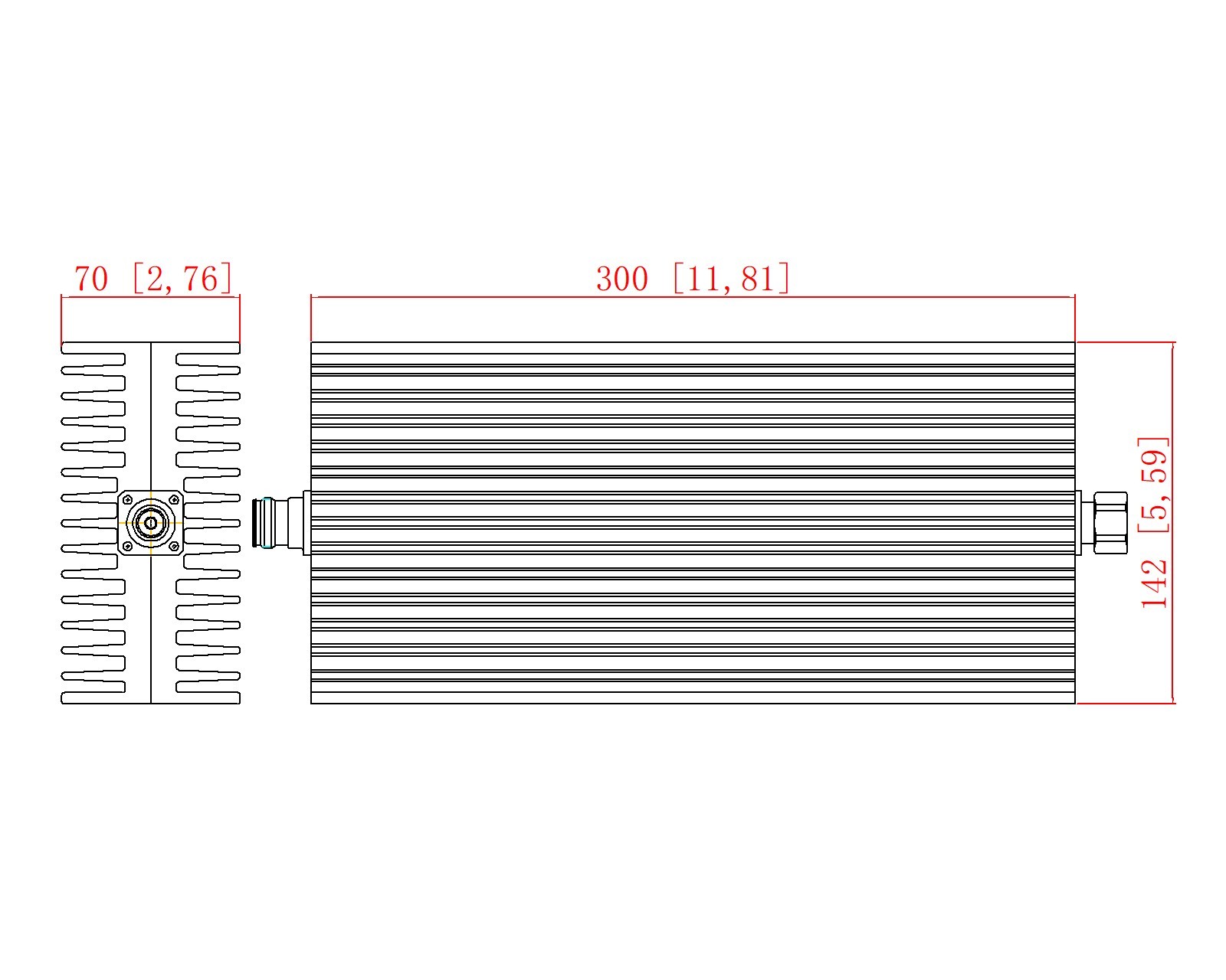 DC-4000MHz 300W 10dB Attenuator 4.3-10Male To 4.3-10 Female