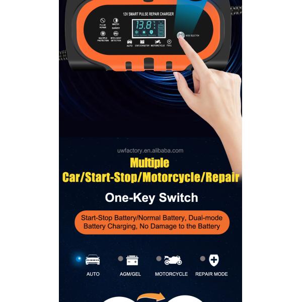 Electric Vehicle 12V 150Ah 12v15A 20A 30A Automatic 7Stage Car Battery Charger for Lead Acid Batteries