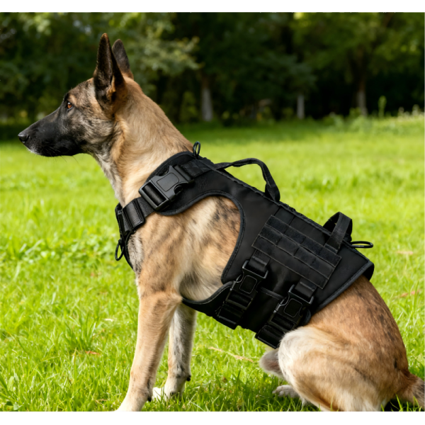 Large Dogs Tactical Dog Harness Solid Pattern 100% Nylon Adjustable Quick Release Breathable