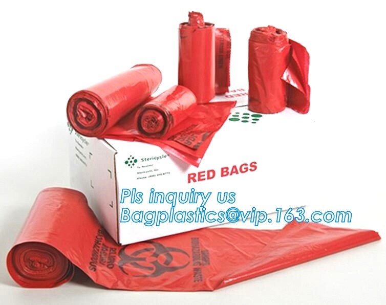 biohazard plastic waste bags clinical disposal bags in yellow color, heavy duty red medical biohazard garbage trash bags