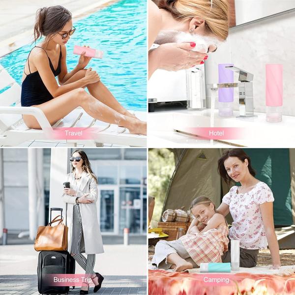 Makeup Silicone Squeeze Refillable Travel Containers Pink Braid Shape 3oz