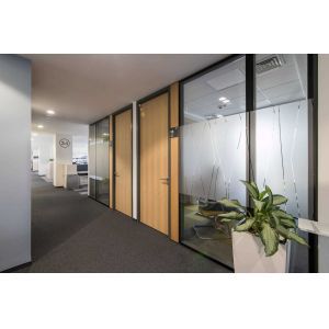 Quality 108mm Pre-Assembled Glass Partition Wall with 30dB Soundproofing wholesale