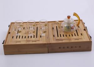 China Heat Resistant Borosilicate Tea Infusion Set WIth Wood Packing , Mirror Polishing on sale