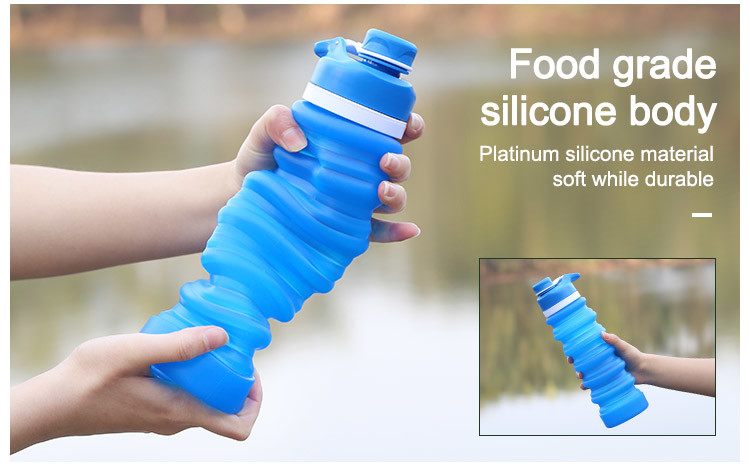 Eco Friendly Collapsible Sport Silicone Portable Foldable Water Bottle Non Toxic
