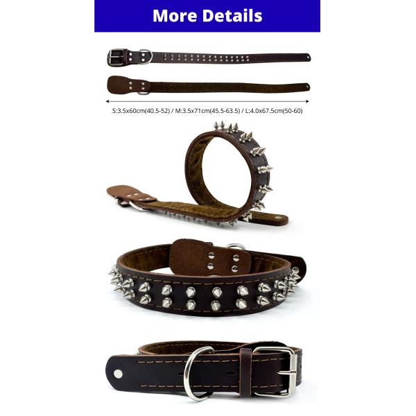 Genuine Leather Pet Collar with Studded Design Stylish Durable and Comfortable