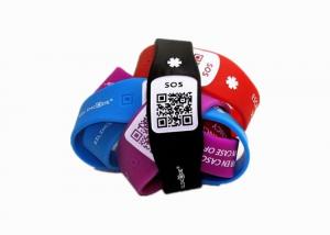 Quality SOS QR Code Custom Silicone Wristbands , Silicone Medical ID Bracelets For Women / Men wholesale