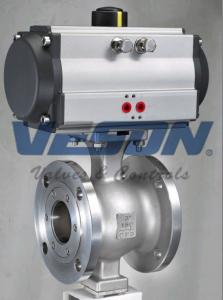 China V Port 150# Flanged Pneumatic Ball Valve Via Stainless Steel Bracket And Coupling on sale