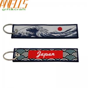 Quality Promotion Design Embroidered Fabric Keychain With Split Ring And Eyelet wholesale